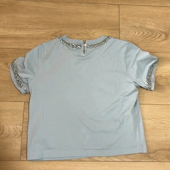NWT J. Crew Heavy Jersey TShirt with Rhinestones Embellished XS Blue - Picture 4 of 6
